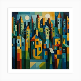 City At Night 1 Art Print