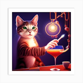 Cat Bartender 1 Art Print