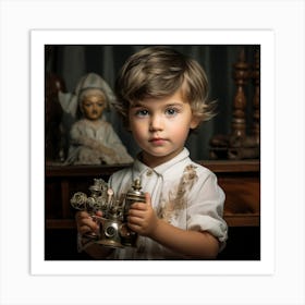 Little Boy With Toys Art Print