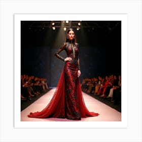 Red And Black Gown Art Print