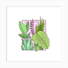 Framed Plants Square Art Print