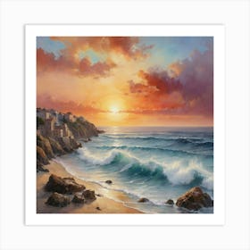 Sunset Over The Sea Art Print 2 Art Print