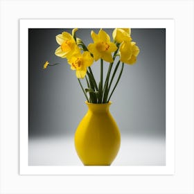 Daffodils In A Yellow Vase Art Print