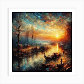 Sunset On The River 1 Art Print