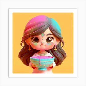 Holi Girl Art Print