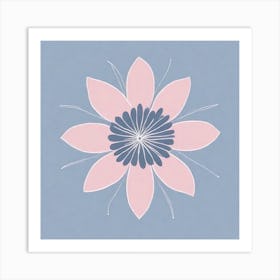 A White And Pink Flower In Minimalist Style Square Composition 274 Art Print