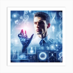 Businessman With Dna Symbol Art Print