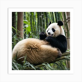 Panda Bear In Bamboo Forest 1 Art Print