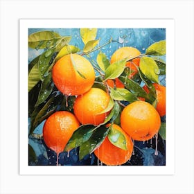 Oranges On A Branch Art Print