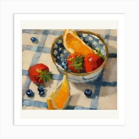 Oranges And Blueberries Art Print