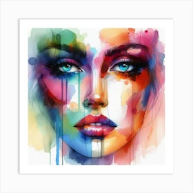 Watercolor Portrait Of A Woman 13 Art Print