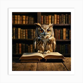 Owl Sitting On Book Art Print