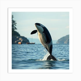 Orca Jumping Out Of The Water Art Print