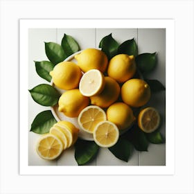 Lemons On A Plate 1 Art Print