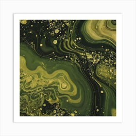 olive gold abstract wave art 23 Art Print