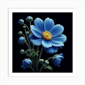 Blue Flowers 4 Art Print