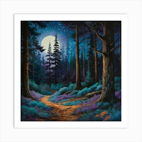 Leonardo Kino Xl A Dreamy Nighttime Forest Scene With A Deep B 2 (1) Art Print