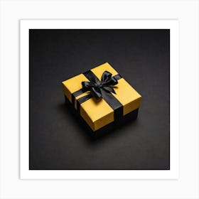 Gift Box On Black Background Art Print