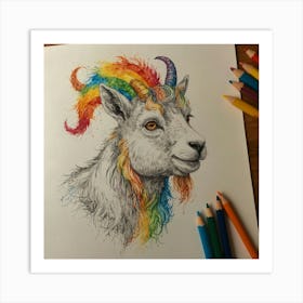 Rainbow Goat 4 Art Print