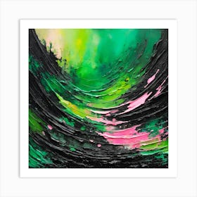 Abstract Pink Green Landscape Painting Art Print