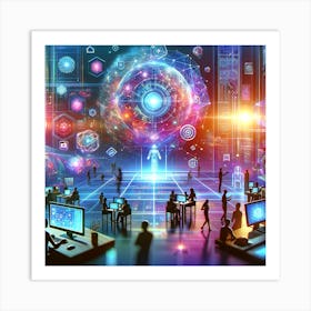 Futuristic Digital World Art Print