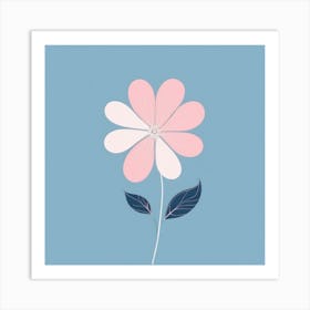 A White And Pink Flower In Minimalist Style Square Composition 105 Art Print