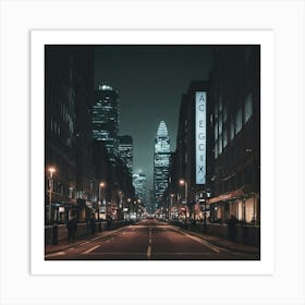 Empty City Street At Night Art Print