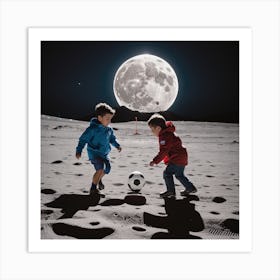 Moonlight Soccer Art Print