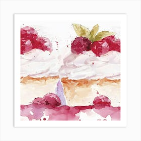 Raspberry Cake Art Print