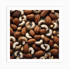 Nuts On A Black Background 6 Art Print