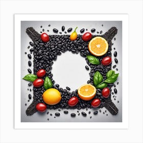 Black Beans And Oranges Art Print