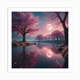 Pink Evening Oil Painting Art Print