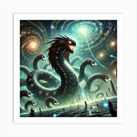 A Dramatic Sci Fi Scene Depicting Voidcaller Kaiju Art Print