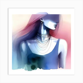 Illustration Of A Woman Wearing Jewelry Art Print