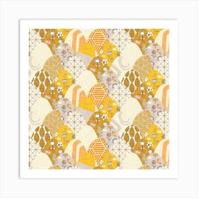 Floral Scales Patchwork Square Art Print