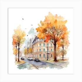 Watercolor Of A City Art Print