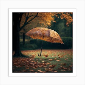 An Umbrella Falling To The Ground Rain Falling 1 Art Print