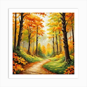 Forest In Autumn In Minimalist Style Square Composition 119 Art Print