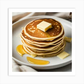 Pancakes on the plate topped with butter Art Print