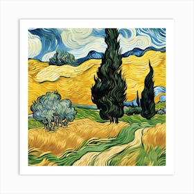 A Wheatfield With Cypresses, Vincent van Gogh 1 Art Print