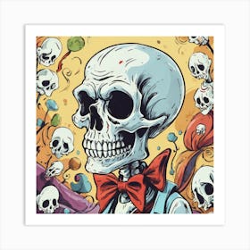 Skeleton With Bow Tie Art Print