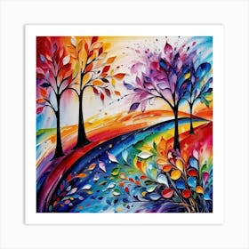 Colorful Trees 1 Art Print