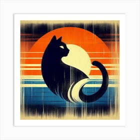 Cat silhouette 6 Art Print