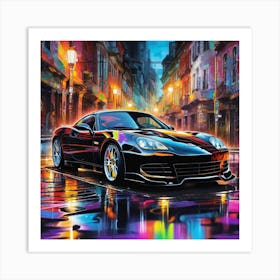 Sports Car On The Street Art Print