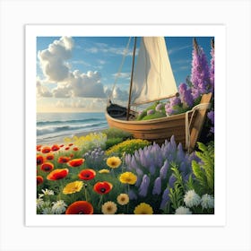 Sailboat On The Beach 2 Art Print