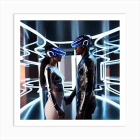 Couple In Futuristic Space Art Print