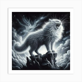 Cat On Top Of A Mountain Art Print
