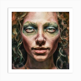 Portrait Of A Woman With Green Eyes Art Print