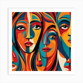 Colorful Women'S Faces Art Print