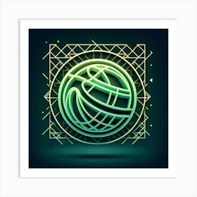 Neon Basketball Logo Art Print